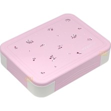 Vagonlife Bento 1330ML Lunchbox Tek Katlı 5 Bölmeli Pp Plastik Çocuk Sefer Tası Yemek Kutusu (Pembe)