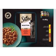 Sheba Yetişkin Etli Çeşitler 4'lü Paket Yaş Mama 340 G