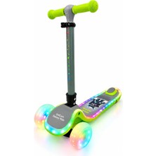 Unicare  Galaxy Ride 3 Tekerlekli Işıklı Çocuk Scooter  3-9 Yaş 20 Işık Modu Katlanabilir 50 kg Yeşil