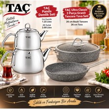 Taç 7 Parça Avantajlı Set Panda 4 Parça Demlik Seti ve Taç Ultra Classic 3 Parça Tencere Tava Seti