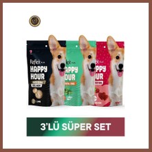 Reflex Plus Happy Hour Anti Aging Collagen & Dental Care - Ağız ve Diş Sağlığı & Love Edition Köpek Ödül Maması Seti 3X60 gr Dry