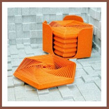 Bezos 3D Baskı Super Fidget Coaster Seti - Altıgen Desenli Bardak Altlığı ve Tutucu-Turuncu Dry