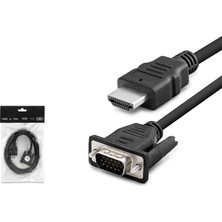 Hadron HDMI - VGA Kablo 1.8 Metre Siyah Renk Tak ve Çalıştır Özelliği ile Kolay Kullanım