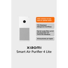 Xiaomi Smart Air Purifier 4 Lite - Beyaz Akıllı Hava Temizleyici, 43 m2'ye kadar, 360 m3/s CADR, Uygulama ve Ses Konrolü  (Xiaomi Türkiye Garantili)