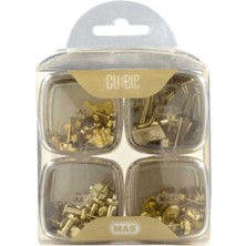 Mas Cubbie Premium 4'lü Kutu Ataş Raptiye Seti, Gold