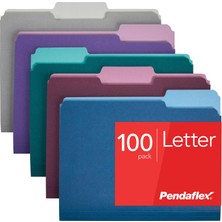 Tops Pendaflex Iki Tonlu Renkli Dosya Klasörleri, A4 Boy, Karışık Renkler, 100'LÜ Paket