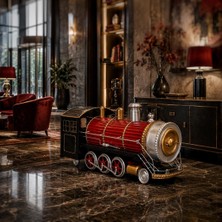 Die Grup Ferrovium Büyük Metal Lokomotif Maketi Lüks Otel Lobisi Restoran Konsol Üstü Büyük Dekorasyon Obje