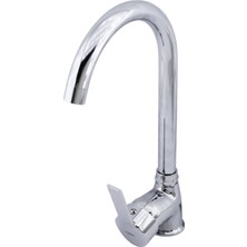 BADEM10 Banyo Lavabo Mutfak Musluk Krom Evye Bataryası Mix Sıcak Soğuk Su Girişli Kuğu Çeşme Krom Renk