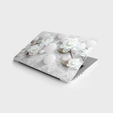 Die Grup Laptop Sticker Bilgisayar Notebook Pc Kaplama Etiketi 3D Beyaz Gül