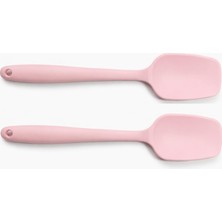 Die Grup Silikon Pişirme - Servis Kaşığı (Pilav Kaşığı/kürek Spatula), Isıya Dayanıklı, Çizmez, Askılı, Tek Parça Tasarım (2, Pembe)