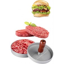Die Grup Duffa Hamburger Köfte Presi 12 cm - Ahşap Saplı Döküm Burger Şekillendirici, Profesyonel Et ve Tavuk Köftesi Yapma Kalıbı Aparatı, Barbekü ve Mangal Aksesuarı