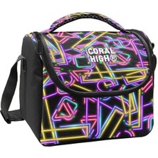 Die Grup Coral High Kız Çocuk Siyah Çok Renkli Neon Desenli Isı Yalıtımlı Beslenme Çantası 37148