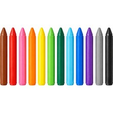 Mum Boya, Silinebilir 12'li Set – 12 Renk Yıkanabilir ve Kolay Temizlenebilir Boya Kalemi