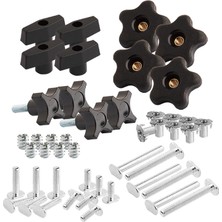 Powertec 71173 Düzenek ve Sabitleme T-Track Donanım Kiti, Düğmeli ve 1/4-20 Dişli, 46 Parçalı Set