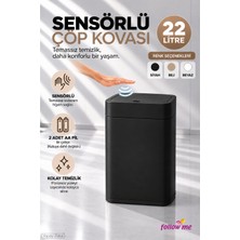 Follow Me 22 Litre Sensörlü Çöp Kovası Siyah