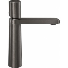 Die Grup (1 Adet) Arco Mat Füme Kısa Premium Lavabo Bataryası Pirinç Gövde Lüks Modern Banyo Batarya 20,5 cm