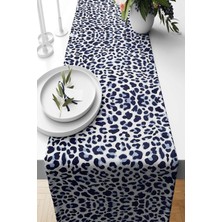 Str Store Pelangi Leopar Desen Leke Tutmaz Kumaş Salon Mutfak Masa Değişik Ranır Modelleri Runner, Siyah-Mavi 40 x 140