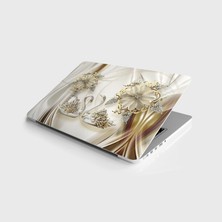 Die Grup Laptop Sticker Notebook Pc Kaplama Etiketi Altın Kuğular