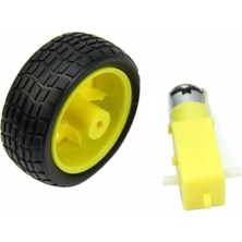 Mythriva Diyotlab Robot Tekerlek ve Dc Motor Seti, 65MM Tekerlek, 6V L Redüktörlü Motor