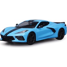 Mythriva Maisto Diecast Cars 2020 Chevy Corvette Stingray Z51 Coupe Blue With Black Stripes 1/24 Diecast Model Car 31527
