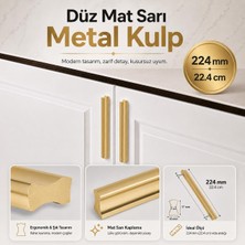 Die Grup Düz Mat Sarı Metal Çekmece Kulp 224 mm 22.4 cm Dolap Mobilya Kulpu Kulbu 1 Adet Mobilya Aksesuarı