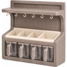 Die Grup Ottohaus Kendinden Yapışkanlı Etiketli Kahve Köşesi Organizeri 4’lü Saklama Kutulu, Kupa Askılı ve 4 Bölmeli Kahve Düzenleyici, Duvara Monte Kahve Istasyonu, 4 x 550 ml Saklama Kabı – Cappuccino