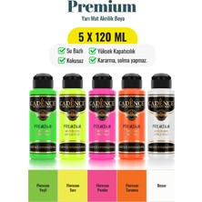 Die Grup Cadence Premium Akrilik Boya Seti, 5X120 Ml, Florasan ve Neon Renkler