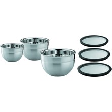 Mythriva Rösle Kase Seti 3 Parçalı Büyük ve Rösle Saklama Kapağı (Ø 16, 20, 24 Cm), Yüksek Kaliteli, Güzel Şekilli, Paslanmaz Çelikten Yemek Hazırlamak ve Saklamak Için, Bulaşık Makinesinde Yıkanabilir