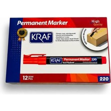 Mythriva Kraf 220 Permanent Marker Kırmızı Yuvarlak Uçlu 12'li Paket