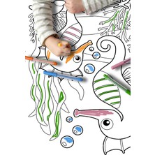 Mythriva Sinaticaret Sualtı Yaşamı Okyanus Temalı Dev Boyama Kağıdı Rulosu, 5 Metre x 45 Cm, Çocuklar Için Eğitici Aktivite
