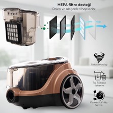 Mythriva Conti CVC-320 Racer Toz Torbasız Elektrikli Süpürge, 850 W Güçlü Motor, 2,5 L Hazne, 66 Db Ultra Sessiz, Cyclone Teknolojisi, Yıkanabilir Hepa Filtre, Ayarlanabilir Emiş Gücü, Otomatik Kablo Sarma