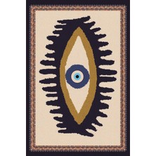 Kilim Home Göz Temalı Mavi Pastel Tonlarında Nazar Boncuğu Dokuma Taban Salon Halısı Çocuk Halısı Mars 252