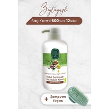Mythriva Eyüp Sabri Tuncer Zeytinyağlı Saç Kremi 600 ml x 12 Adet ve Şampuan Fırçası
