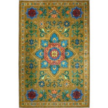 Kilim Home Etnik Desenli Sarı Dekoratif Salon Halısı Modern Klasik Pamuk Taban Halı 2324