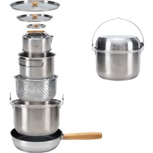 Mythriva Kingcamp Cookware Set I Paslanmaz Çelik Kamp Tencere Seti