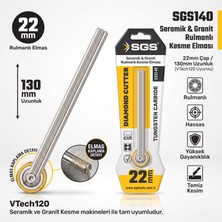 Mythriva SGS140 Profesyonel Rulmanlı Seramik & Granit Kesme Elması 22MM - 130MM Ekstra Uzun Mil, Tungsten Karbür Kesici Disk (VTECH120 Seramik Kesme Makinesi Uyumlu)