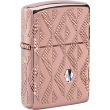 Mythriva Zippo Unisex Çakmak 49702 Pembe Elmas Geometrik 360° Zırh Çok Kesimli Gravür