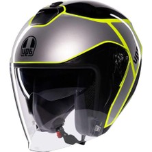 Mythriva Agv Irides Motosiklet Kaskı Açık Kask Davao Black Grey Yellow Fluo S