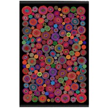 Kilim Home Mars Serisi Siyah Rengin Üzerinde Multi Tonlarında Çiçekli Desen Kaymaz Taban Şönil Halı