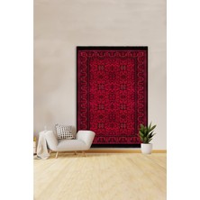 Kilim Home Mars 2008 Kırmızı Tonda Bordürlü Geometrik Afgan Desen Kaymaz Taban Dekoratif Halı