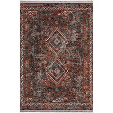 Kilim Home Mars 2157 Bordo Tonlarında Klasik Eskitme Desen Saçaklı Dekoratif Halı