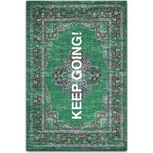 Kilim Home Mars 185 Keep Going Yazılı Yeşil Etnik Vintage Dokuma Taban Halı