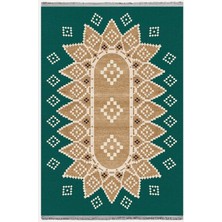 Kilim Home Mars 106 Yeşil Tonlarında Klasik Dekoratif Salon Halısı Saçaklı Yıkanabilen Halı