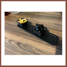 Bezos 3D Baskı Kaseli Çerezlik Sunum Tepsisi Çizgili Kaseli Atıştırmalık Seti Ceviz ve Kuruyemiş Tabağı Siyah Dry