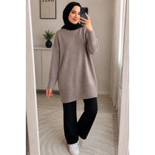 Modaspark Vizon Bisiklet Yaka Oversize Triko Tunik