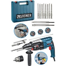 Vionna Steiner Alman 4000 Watt Profesyonel Kırıcı Delici Hilti Darbeli Matkap Gri + 10 Adet Uç + Mandren