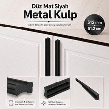 Vionna Özen 512 mm 51.2 cm Düz Mat Siyah Mobilya Kulp Uzun Çekmece Dolap Kapak Kulpu Modern Metal Tasarım
