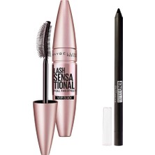 Vionna Maybelline New York Lash Sensational Yelpaze Etkili Siyah Maskara + Tattoo Liner Jel Göz Kalemi, 900 Deep Onyx (Siyah) Makyaj Seti