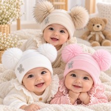 Mini Boncuk Ponponlu 3 Lü Kaşkorse Kışlık Bere