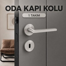 Vionna 1 Takım Hira Hayal Saten Nikel Renk Yuvarlak Rozetli Oda Kapı Kolu Modern Şık Iç Kapı Kolu